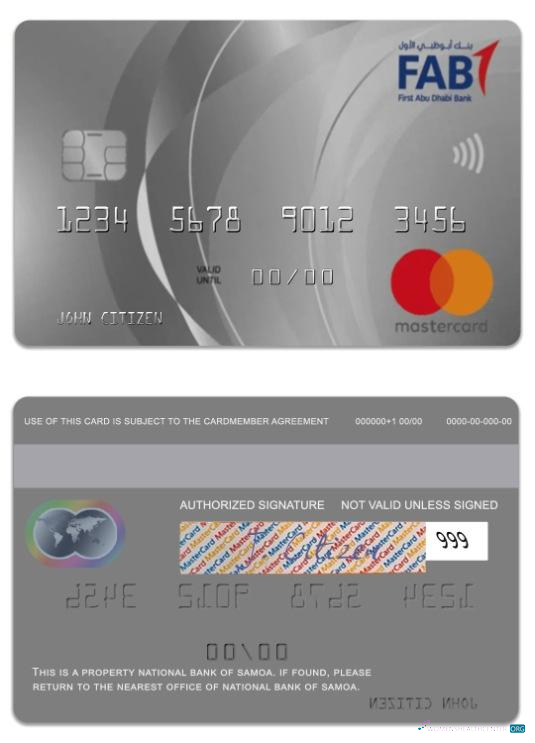 Download Saudi Arabi Fisrt Abu Dabi Bank platinum world credit mastercard Photoshop template